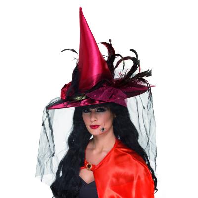Chapeau sorcière luxe rouge femme Halloween Taille Unique