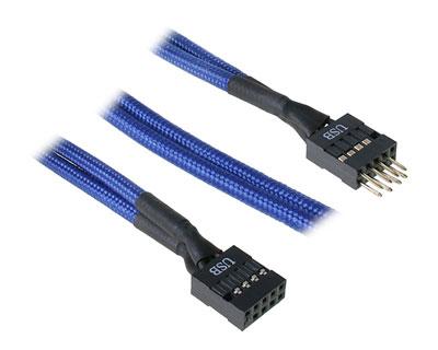 BitFenix - Cable Extension USB Interne - 30 cm - Gaine Bleue