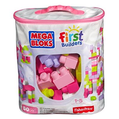 Megabloks - 8328 - jouet de premier age - first builders - sac rose - 80 briques