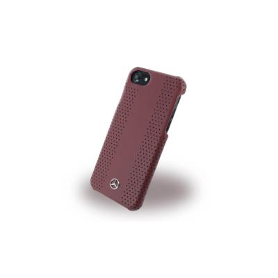 Coque iPhone 7 Mercedes Cuir perforé véritable Rouge - Collection Perforated Stripes II
