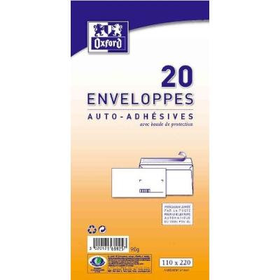 Oxford - chotel enveloppes précasées, dl, blanches, 110 x 220 mm - pour le marché: f -poids: 80 g, adhésion avec bande siliconée