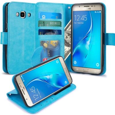 Samsung Galaxy J7 2016 Housse Coque Etui de luxe Portefeuille Porte Carte Et Billet pour Samsung Galaxy J7 2016 (Housse Luxe Bleu Lagon)