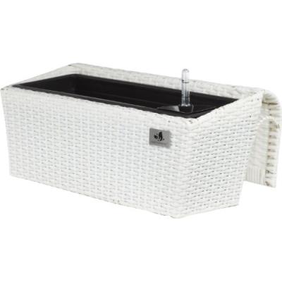 Jardinières En Résine Tressée Gartenfreude Avec Support Et Système D'Irrigation, De Couleur Blanc, 52 X 25 X 22 Cm