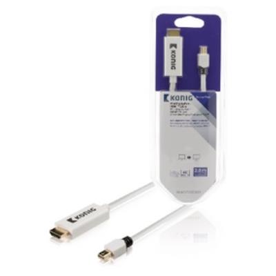Câble mini displayport vers hdmi?, mini displayport mâle vers connecteur hdmi?, 2m, blanc könig
