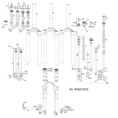 Ensemble arbre de ressort de suspension rockshox lyrik 10-15 170 mm