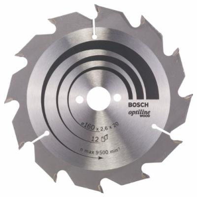 Bosch 2608641173 Lame De Scie Circulaire Optiline Wood 12 Dents 160 X 20/16 X 2,6 Mm