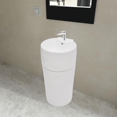 Vasque à trou de trop-plein//robinet en céramique pour salle de bain Blanc//Noir