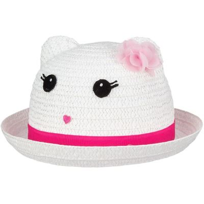 Junior Fiësta filles chapeau de paille blanc / rose