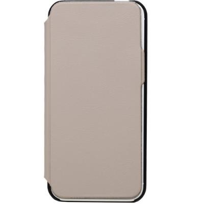 Housse etui coque folio made in France taupe finition cuir pour iPhone 5