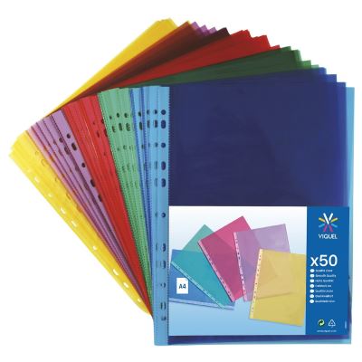 Lot de 50 pochettes perforées A4 - Bord renforcé - Finition lisse Viquel Transparent
