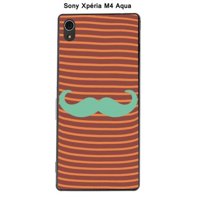 Coque Sony Xpéria M4 Aqua - Marinière Moustache - 4 Lucite Green