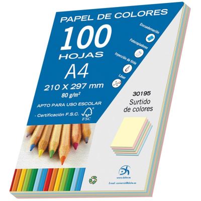Paquets 100 feuilles couleurs pastel A4 / 80 gr