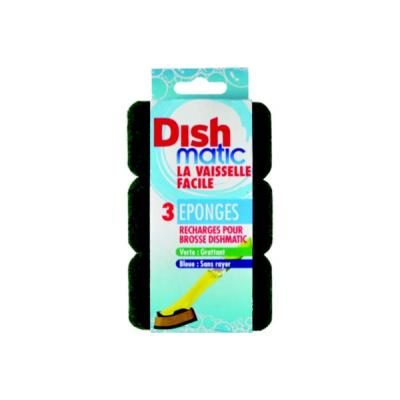 Produit entretien vaisselle DISHMATIC Lot de 3 recharges éponges vertes