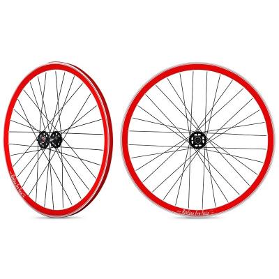 Rodi roue arrière fixie jante et moyeu rouge noir