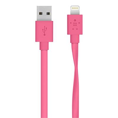 Belkin MIXIT F8J148bt04-PNK Câble USB sync/charge plat avec connecteur lightning - rose - 2,4A - 1.20m