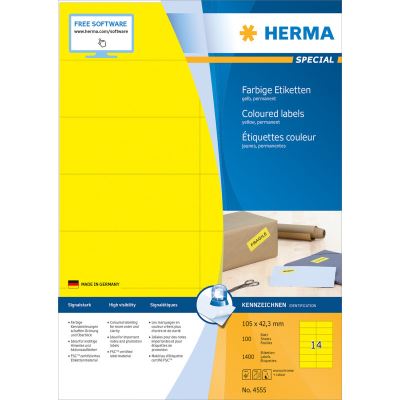 herma herma etiquette universelle special, 105 x 42,3 mm, jaune noir