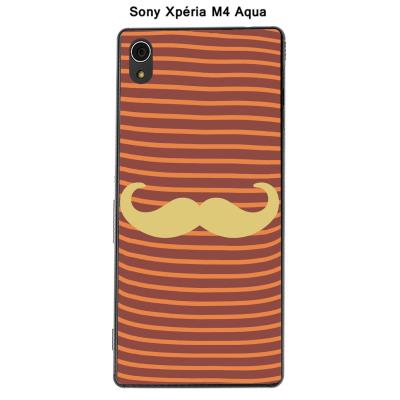 Coque Sony Xpéria M4 Aqua - Marinière Moustache - 4 Custard