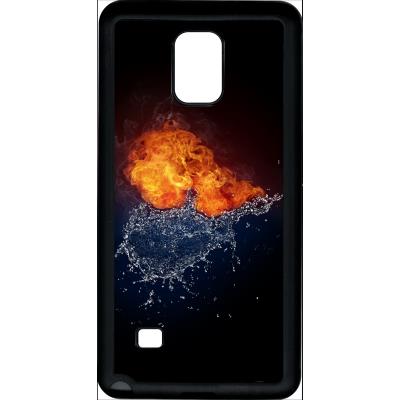 Coque samsung note 4 duo de coeurs eau et flamme