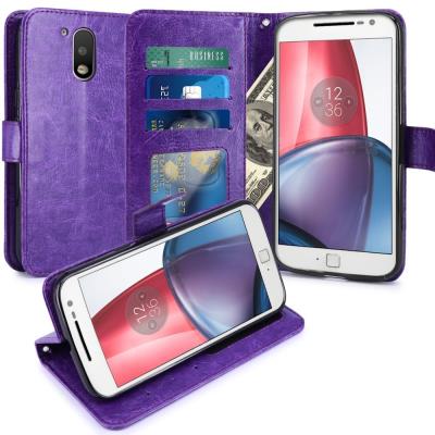 Motorola Moto G4 / G4 Plus Housse Coque Etui de luxe Portefeuille Porte Carte Et Billet pour Motorola Moto G4 / G4 Plus (Housse Luxe Violet)