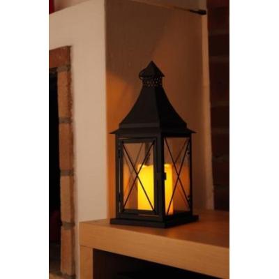 Star Lanterne Led Avec 1 Bougie, À Piles, Noir 37 Cm X 14 Cm Piles Non Comprises Boîte Colorée