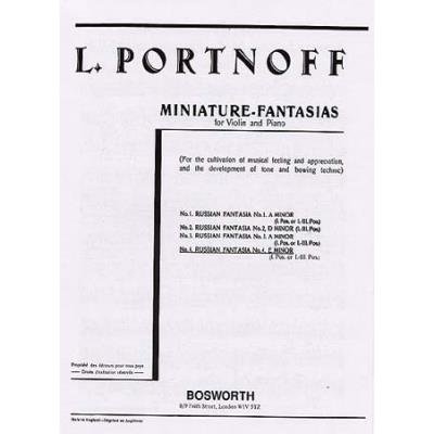 Partitions classique BOSWORTH PORTNOFF - FANTAISIE RUSSE N°4 - VIOLON,PIANO Violon