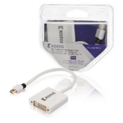 Câble adaptateur mini displayport vers dvi, mini displayport mâle vers dvi femelle, 0,20m, blanc könig