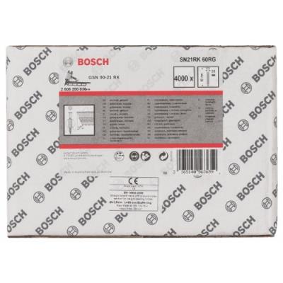 Bosch 2608200036 Clous à Tête Ronde 21° Galvanisé / Fileté 60 Mm