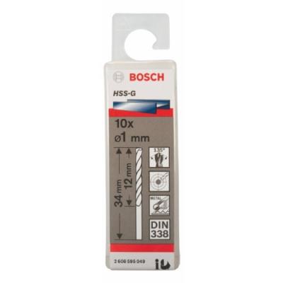 Bosch 2608595049 Foret à Métaux Hss-G Standard Din 338 Ø 1 Mm 10 Pièces