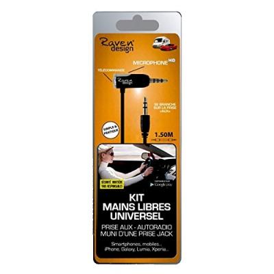 Raven design 700050 kit mains libres voiture pour smartphone noir kit mains libres filaire