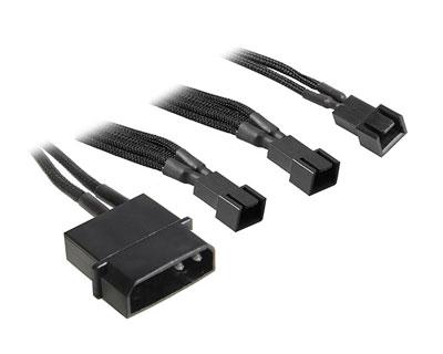 BitFenix - Reducteur de Tension pour Ventilateur - Molex 4 vers 3x 3 broches - 12V vers 5V - Gaine Noire