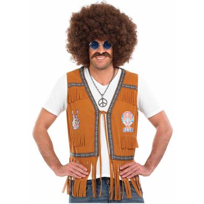 Veste à franges marron hippie homme Large