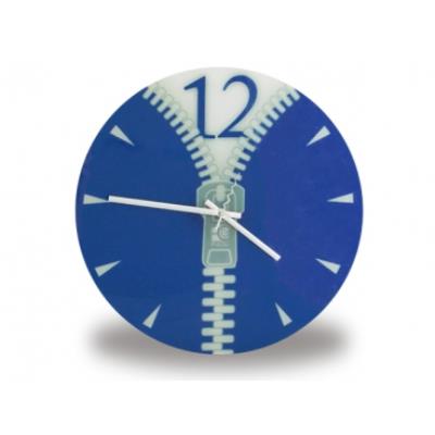 Horloge murale avec zip bleue  deco maison design insolite
