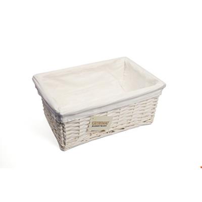 Woodluv e01-300m panier à linge en osier et tissu blanc 36 x 25 x 15 cm