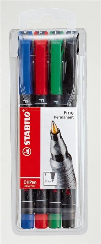 STABILO OHPen universal Stylo feutre marqueur permanent pointe fine 0 7 mm Pochette de 4 coloris assortis - vue 2