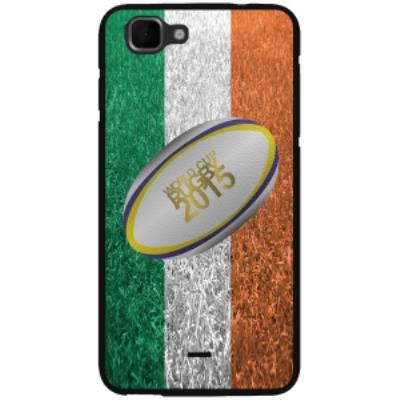 Coque noire pour Wiko Kite impression motif ballon de rugby et drapeau de l'Irlande