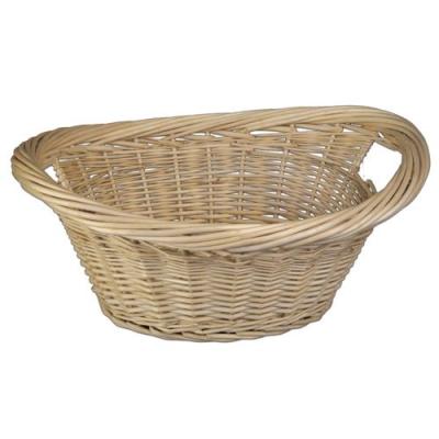 JVL PANIER À LINGE EN OSIER BLANC AVEC POIGNÉES INTÉGRÉES 60 X 45 X 25 CM
