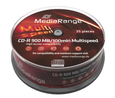CD-R 100mn 900Mo, 25 pièces en cake box