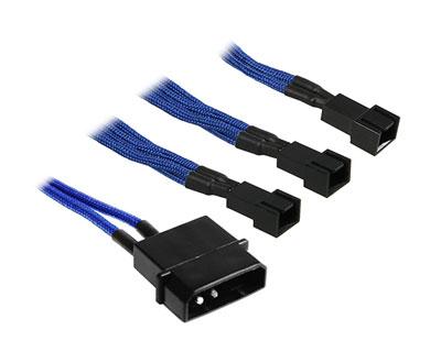 BitFenix - Reducteur de Tension pour Ventilateur - Molex 4 vers 3x 3 broches - 12V vers 5V - Gaine Bleue