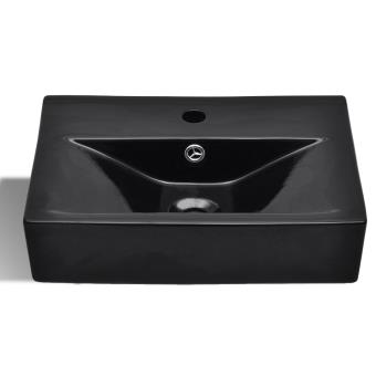 Vasque Céramique Noir Avec Trou Pour Robinet VidaXL - Lavabo Salle De Bain, Neuf