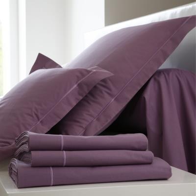 Drap housse Coton BLANC DES VOSGES 160 x 200 cm Prune