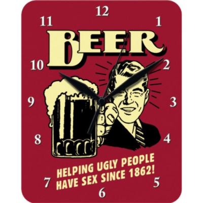 pendule metal biere beer helping have sex humour horloge