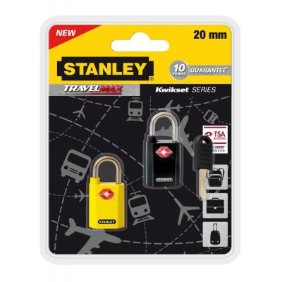 STANLEY 81181393401 CADENAS Ã€ CLÃ‰ UNIQUE AVEC INDICATEUR TSA 20 MM 2 PIÃˆCES NOIR/JAUNE