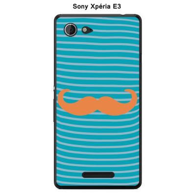 Coque Sony Xpéria E3 - Marinière Moustache - 2 Tangerine