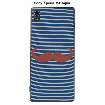 Coque Sony Xpéria M4 Aqua - Marinière Moustache - 5 Marsala