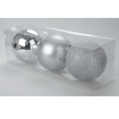Set de 3 boules 12 cm de coloris argenté 5bop105ag