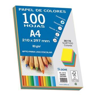 Papier multi couleur A4 75g-Paquet de 100-3A