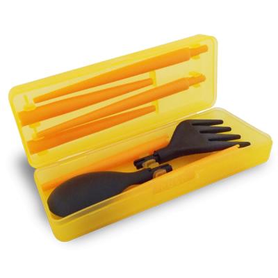 Couverts pique-nique baguettes cuillère et fourchette orange