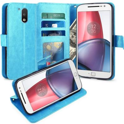 Motorola Moto G4 / G4 Plus Housse Coque Etui de luxe Portefeuille Porte Carte Et Billet pour Motorola Moto G4 / G4 Plus (Housse Luxe Bleu Lagon)