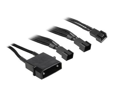 BitFenix - Reducteur de Tension pour Ventilateur - Molex 4 vers 3x 3 broches - 12V vers 7V - Gaine Noire