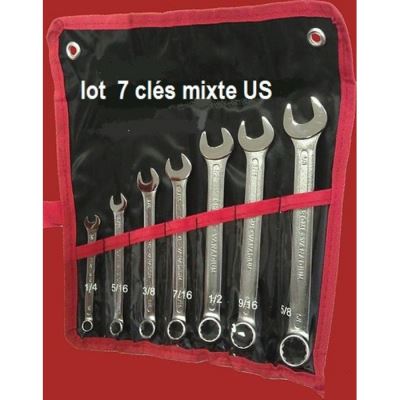 lot de 7 cles mixte US voiture moto americaine otil en pouce